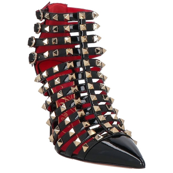 Valentino Black and Red Studded Heels - Picture 3 of 4